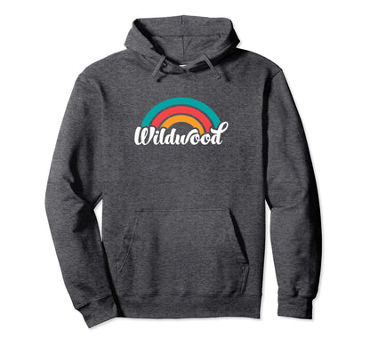 Wildwood Nj Script Rainbow Hoodie - Graphic Print Unisex - T-Shirt, Sweatshirt, Hoodie