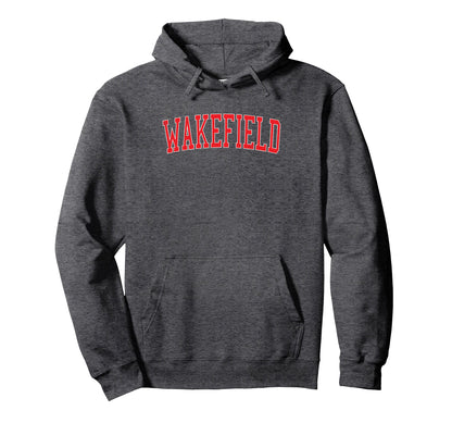 Wakefield Va Distressed Red Varsity Hoodie - Aesthetic Graphic Unisex - T-Shirt, Sweatshirt, Hoodie