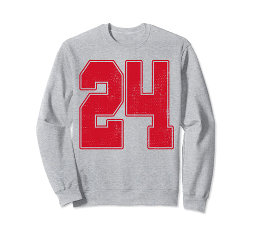 24 Outline Number 24 Varsity Fan Sweatshirt - Graphic Print for Adults - T-Shirt, Sweatshirt, Hoodie