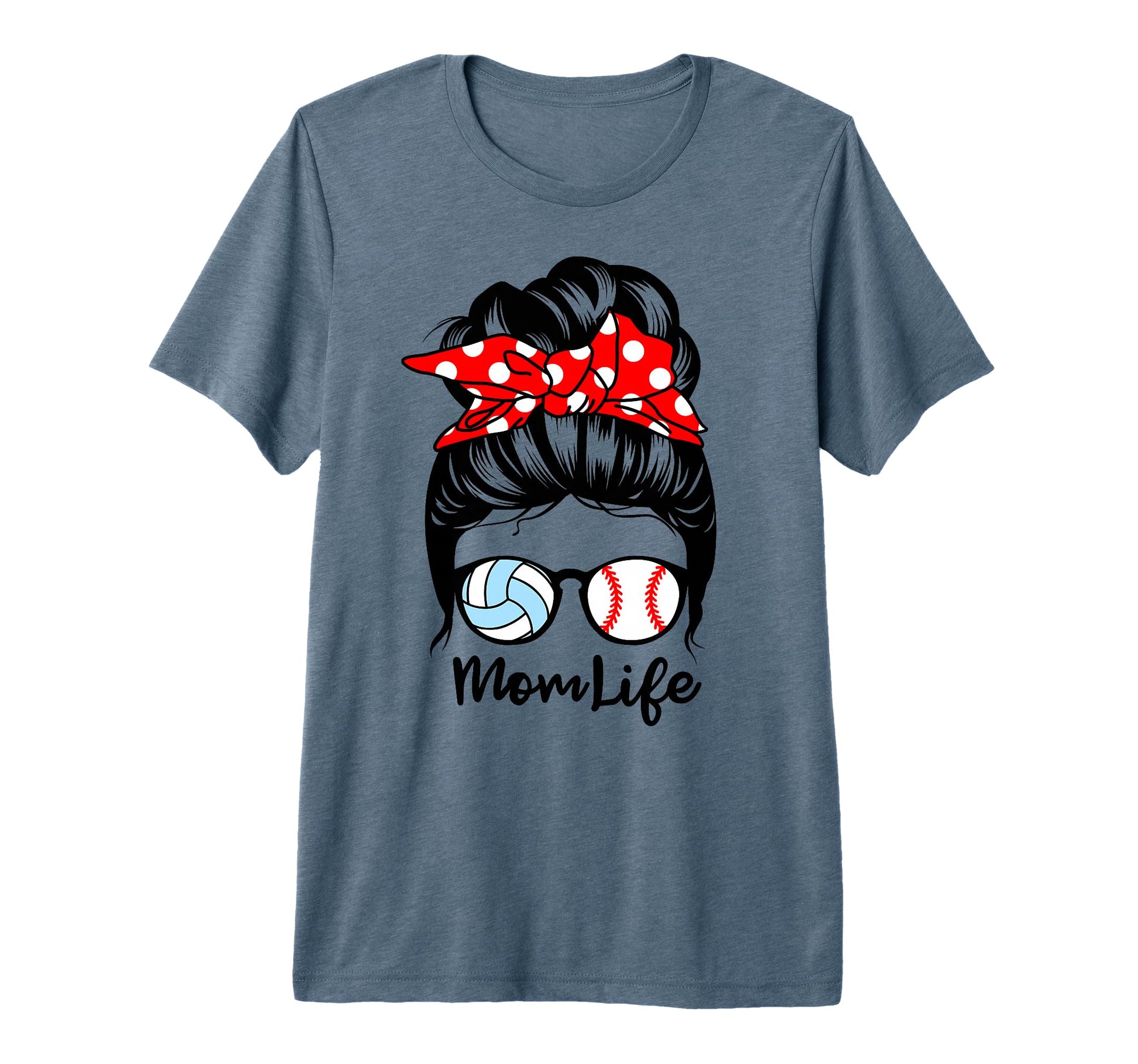 Mom Life Messy Bun Hair Funny Baseball T-Shirt - Novelty Apparel Men Women - T-Shirt, Sweatshirt, Hoodie