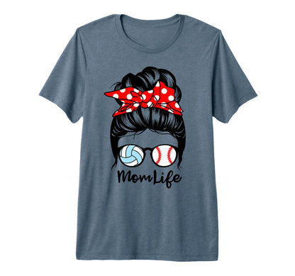 Mom Life Messy Bun Hair Funny Baseball T-Shirt - Novelty Apparel Men Women - T-Shirt, Sweatshirt, Hoodie
