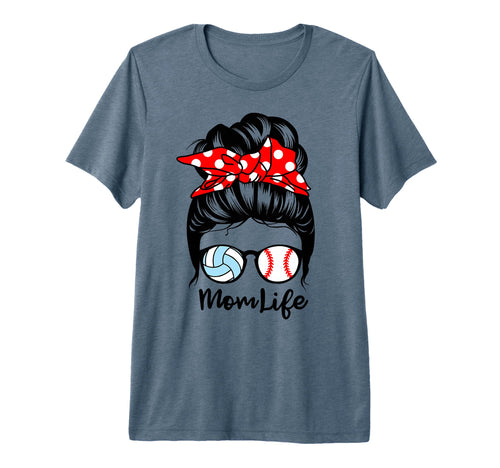 Mom Life Messy Bun Hair Funny Baseball T-Shirt - Novelty Apparel Men Women - T-Shirt, Sweatshirt, Hoodie