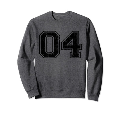 Number 04 Four Varsity Distressed Sweatshirt - Casual Everyday Wear Unisex - T-Shirt, Sweatshirt, Hoodie