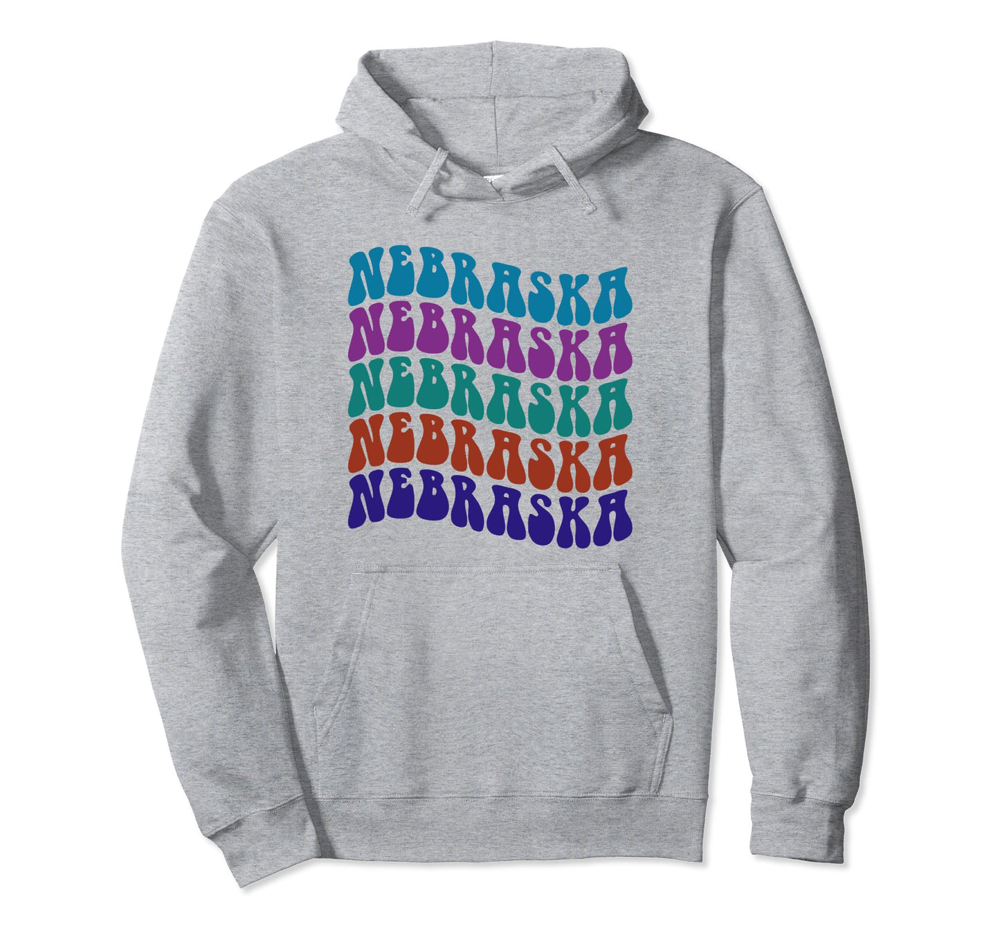 Nebraska Text Hippy 60S Rainbow Hoodie - Graphic Print for Adults - T-Shirt, Sweatshirt, Hoodie