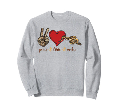 Snake Serpent Peace Love Snakes Sweatshirt - Graphic Print Unisex - T-Shirt, Sweatshirt, Hoodie