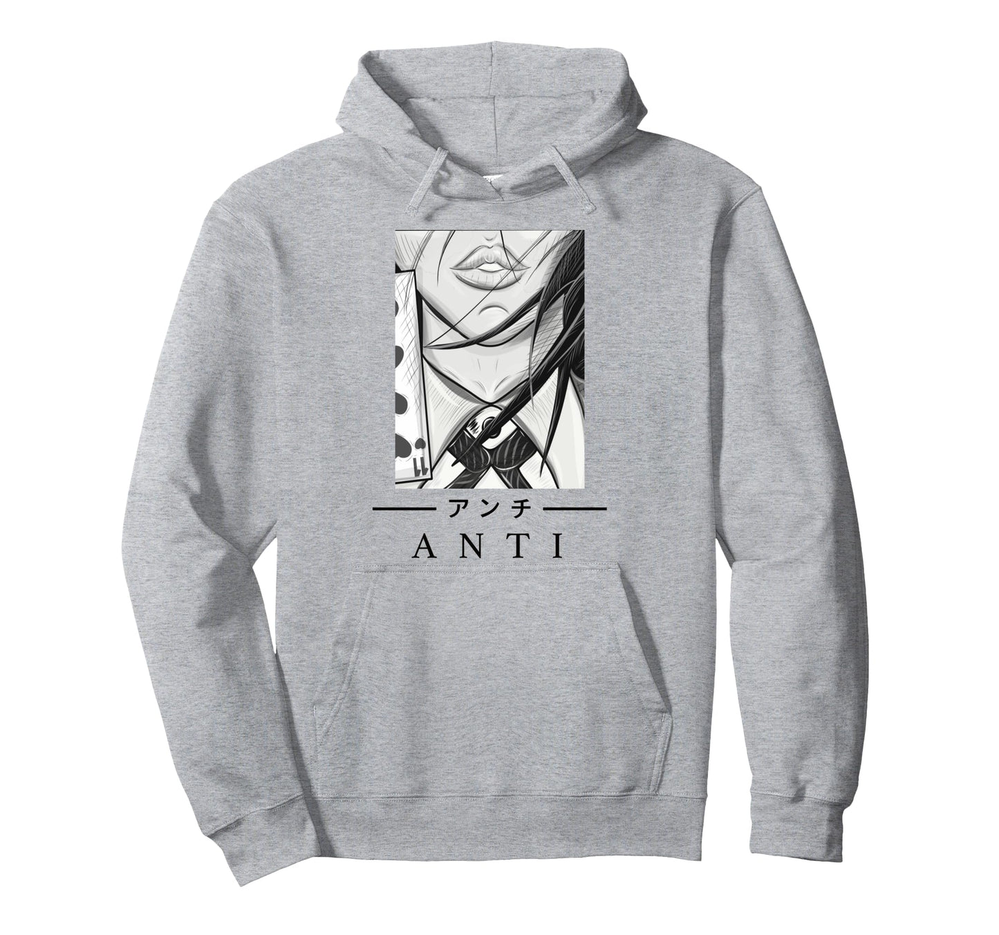 Anime Anti Japanese Art Aesthetic Hoodie - Minimalist Print Men Women - T-Shirt, Sweatshirt, Hoodie