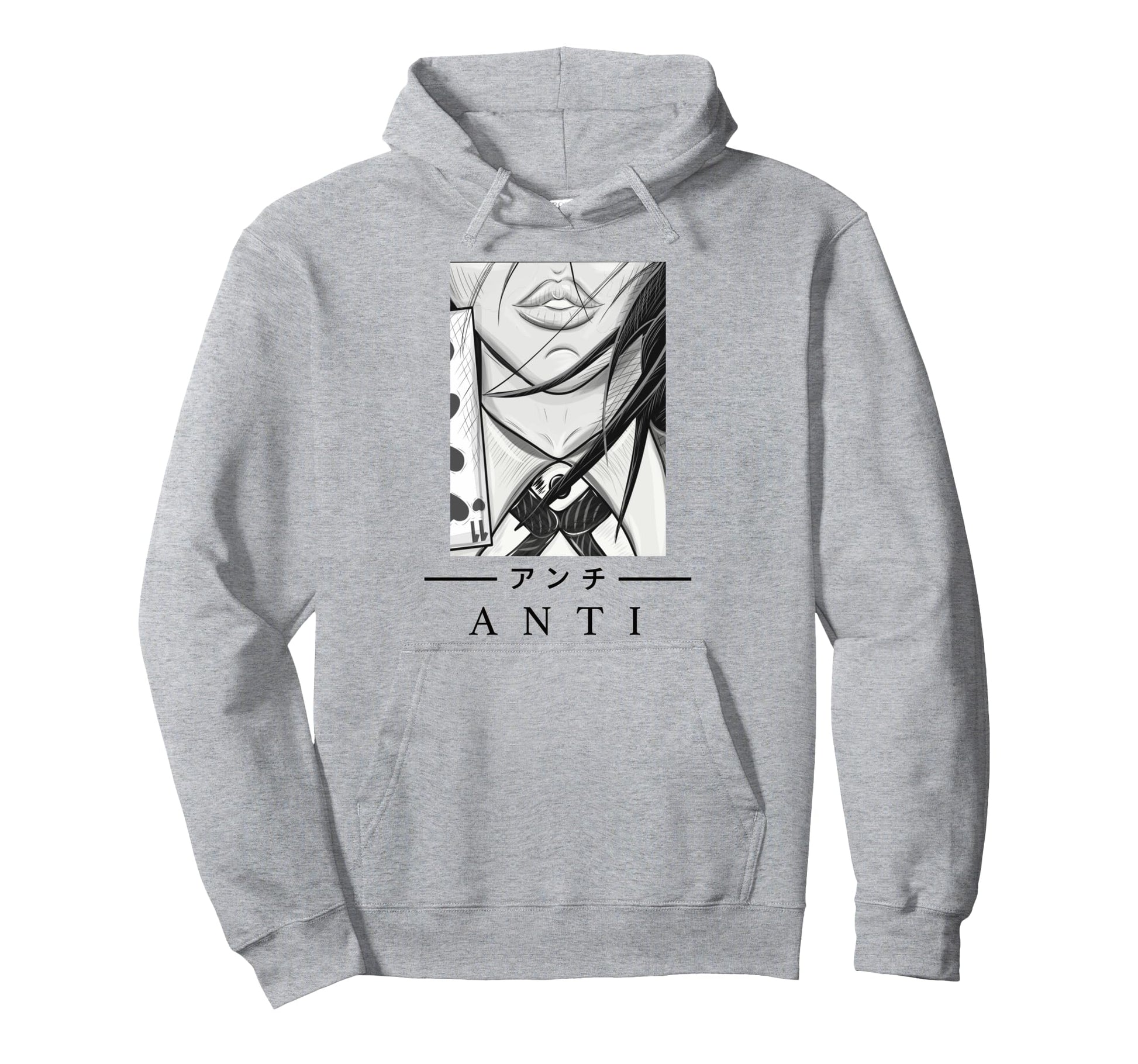 Anime Anti Japanese Art Aesthetic Hoodie - Minimalist Print Men Women - T-Shirt, Sweatshirt, Hoodie