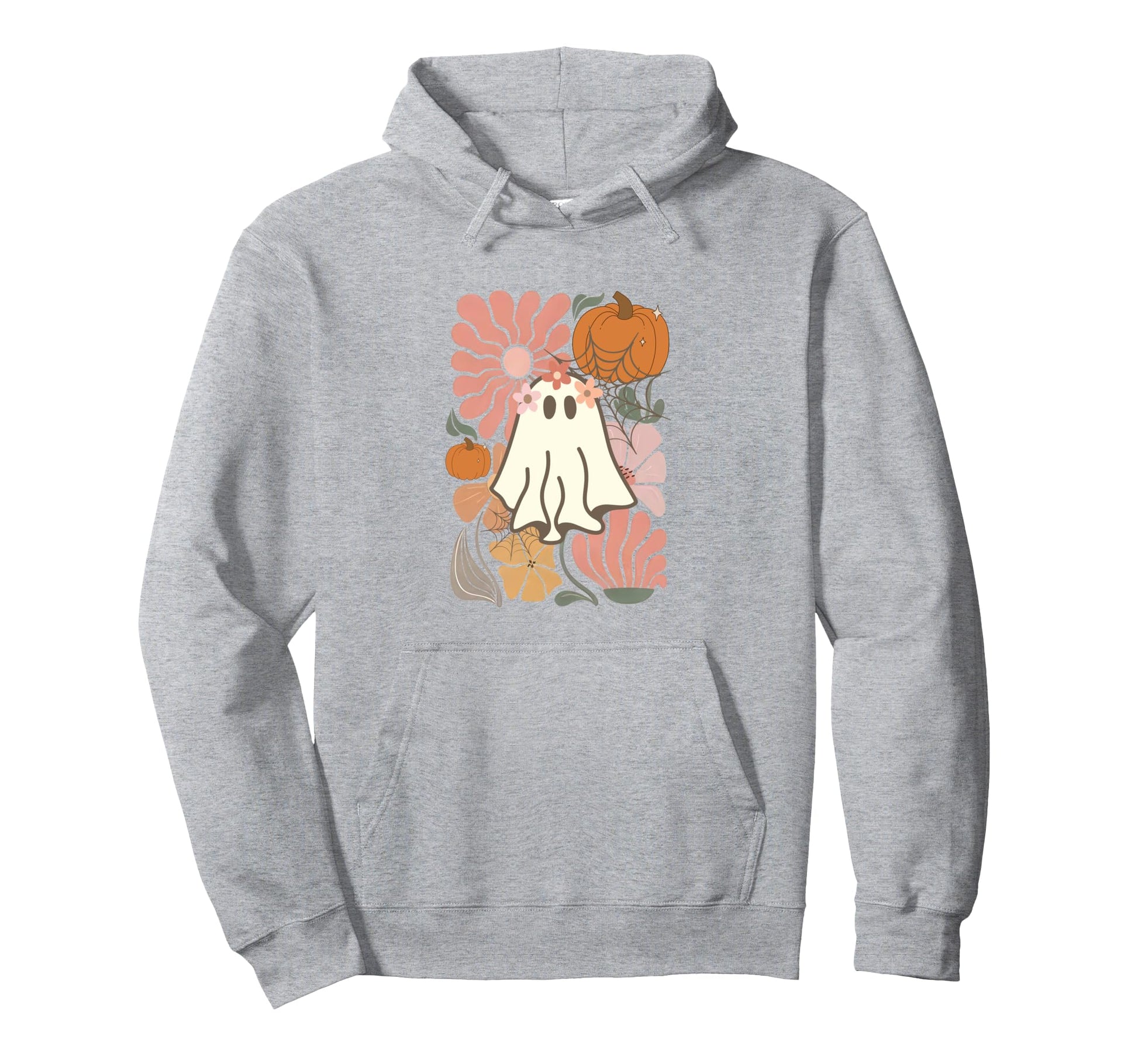 Boho Floral Fall Boho Ghost Hoodie - Fun Novelty Design for Adults - T-Shirt, Sweatshirt, Hoodie