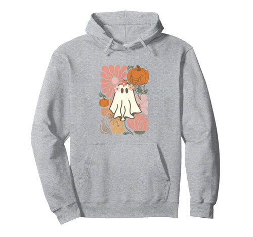 Boho Floral Fall Boho Ghost Hoodie - Fun Novelty Design for Adults - T-Shirt, Sweatshirt, Hoodie