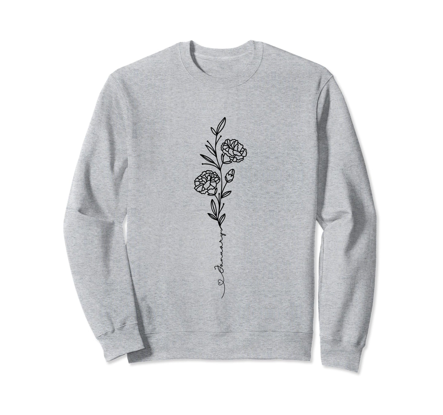 Minimalist Boho Drawing Carnation Sweatshirt - Custom Art Print Unisex - T-Shirt, Sweatshirt, Hoodie
