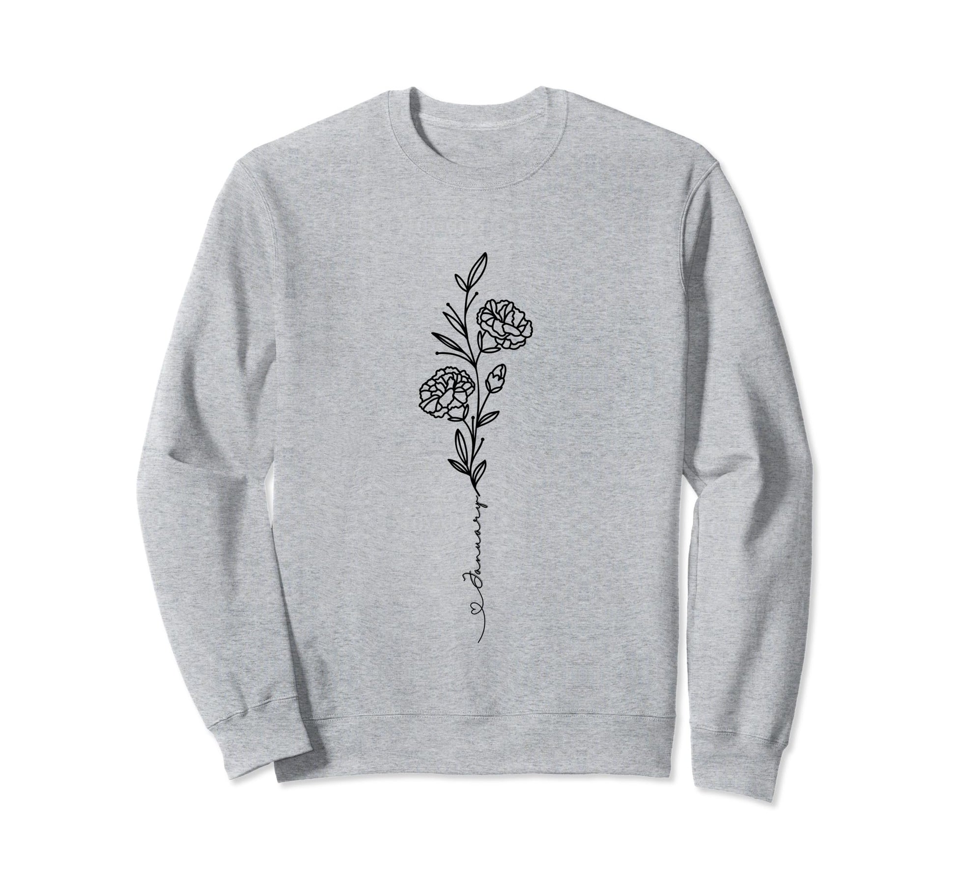Minimalist Boho Drawing Carnation Sweatshirt - Custom Art Print Unisex - T-Shirt, Sweatshirt, Hoodie