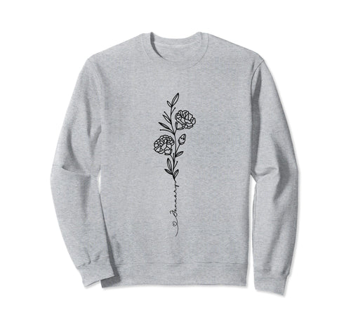 Minimalist Boho Drawing Carnation Sweatshirt - Custom Art Print Unisex - T-Shirt, Sweatshirt, Hoodie