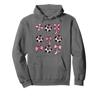 Soccer Ball Coquette Bow Game Day Soccer Hoodie - Graphic Print Men Women - T-Shirt, Sweatshirt, Hoodie
