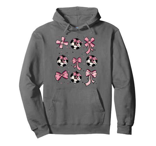 Soccer Ball Coquette Bow Game Day Soccer Hoodie - Graphic Print Men Women - T-Shirt, Sweatshirt, Hoodie