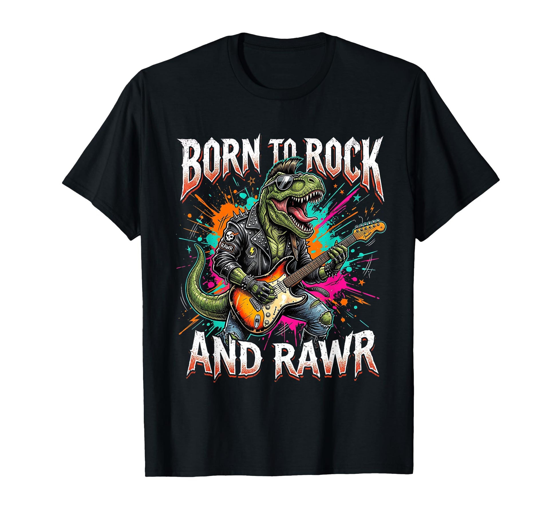 Born To Rock And Rawr Funny T-Shirt - Aesthetic Graphic for Adults - T-Shirt, Sweatshirt, Hoodie