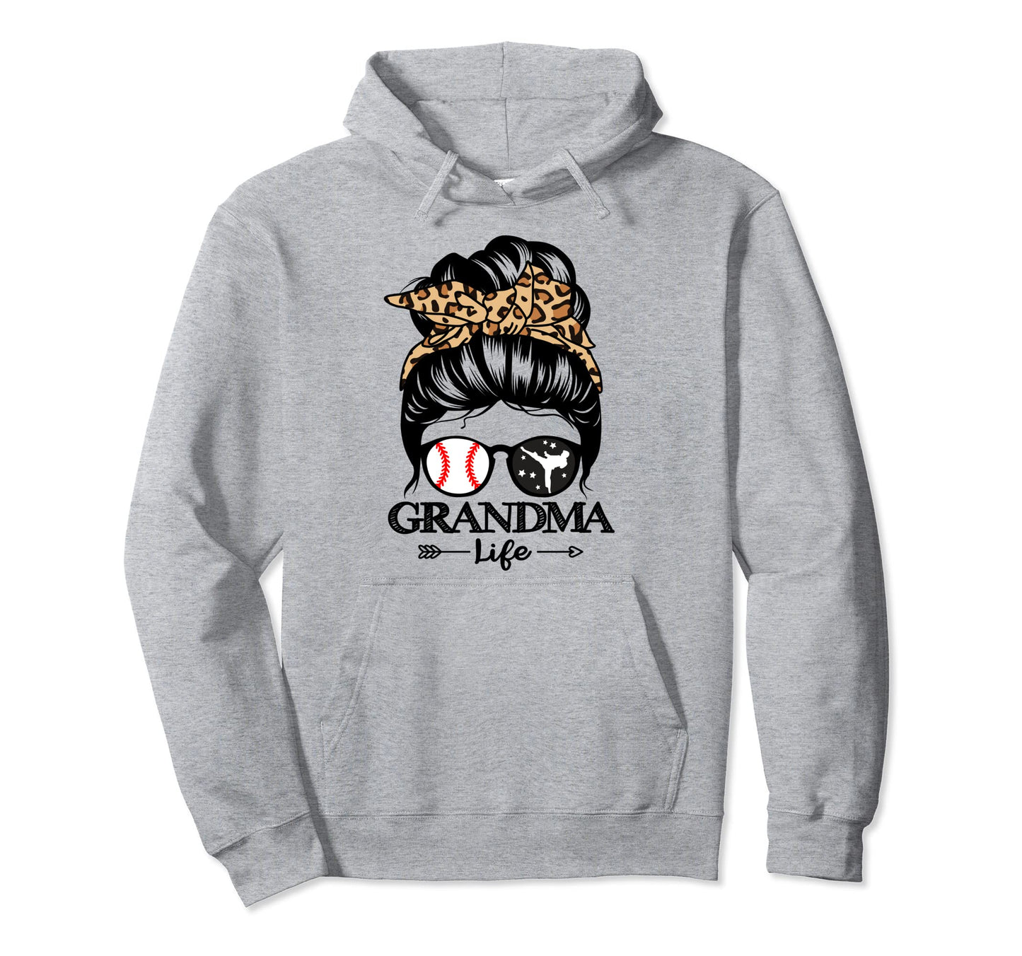 Grandma Life Messy Bun Hair Funny Hoodie - Graphic Print for Adults - T-Shirt, Sweatshirt, Hoodie