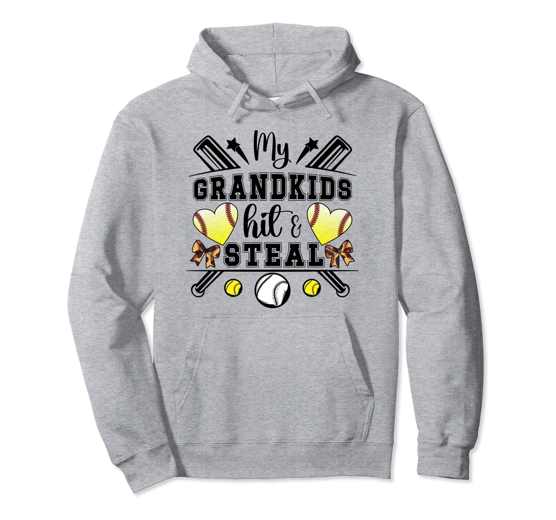 My Grandkids Hit Steal Baseball Softball Hoodie - Graphic Print for Adults - T-Shirt, Sweatshirt, Hoodie