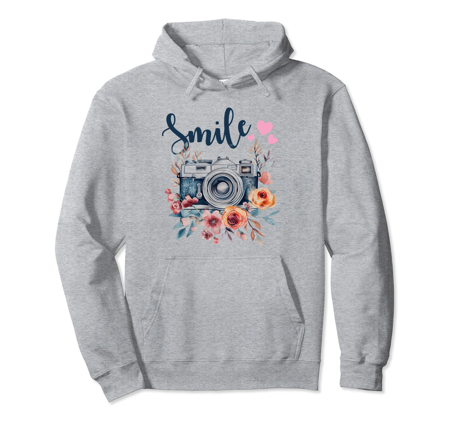 Photographer Smile Camera Flowers Hoodie - Trendy Graphic Unisex - T-Shirt, Sweatshirt, Hoodie