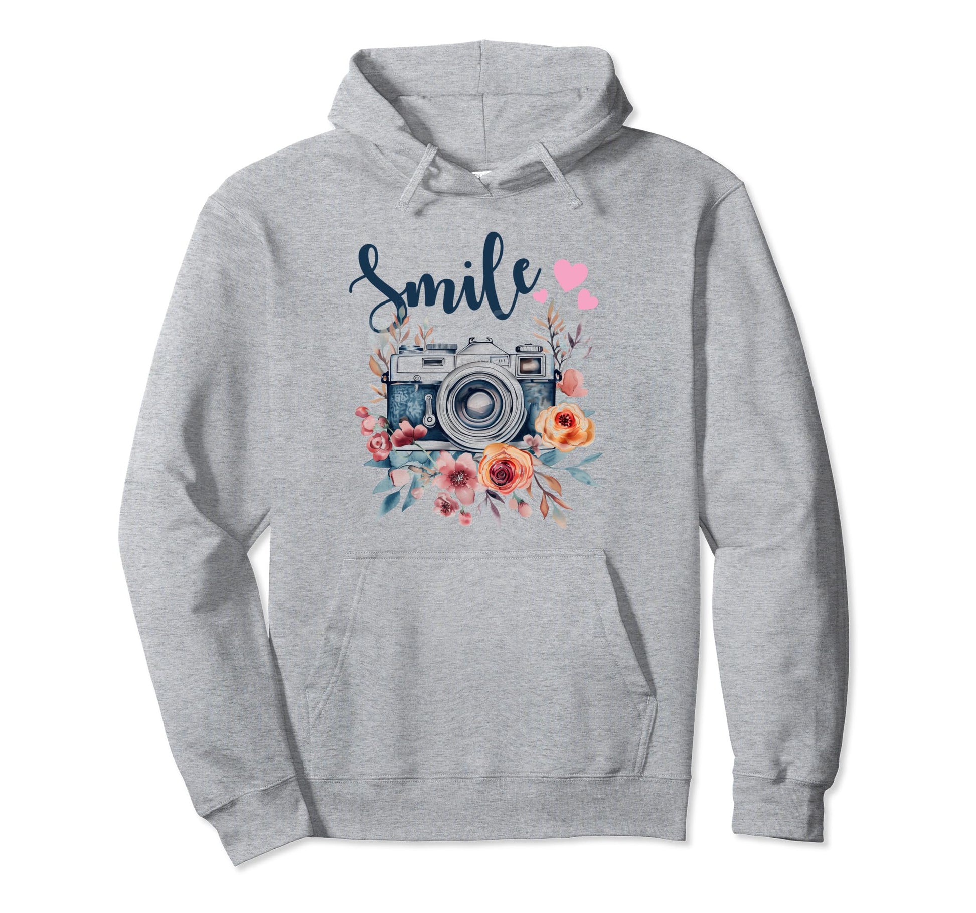 Photographer Smile Camera Flowers Hoodie - Trendy Graphic Unisex - T-Shirt, Sweatshirt, Hoodie