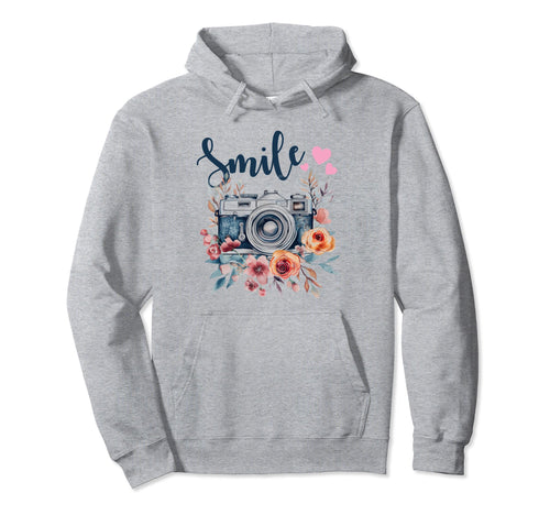 Photographer Smile Camera Flowers Hoodie - Trendy Graphic Unisex - T-Shirt, Sweatshirt, Hoodie