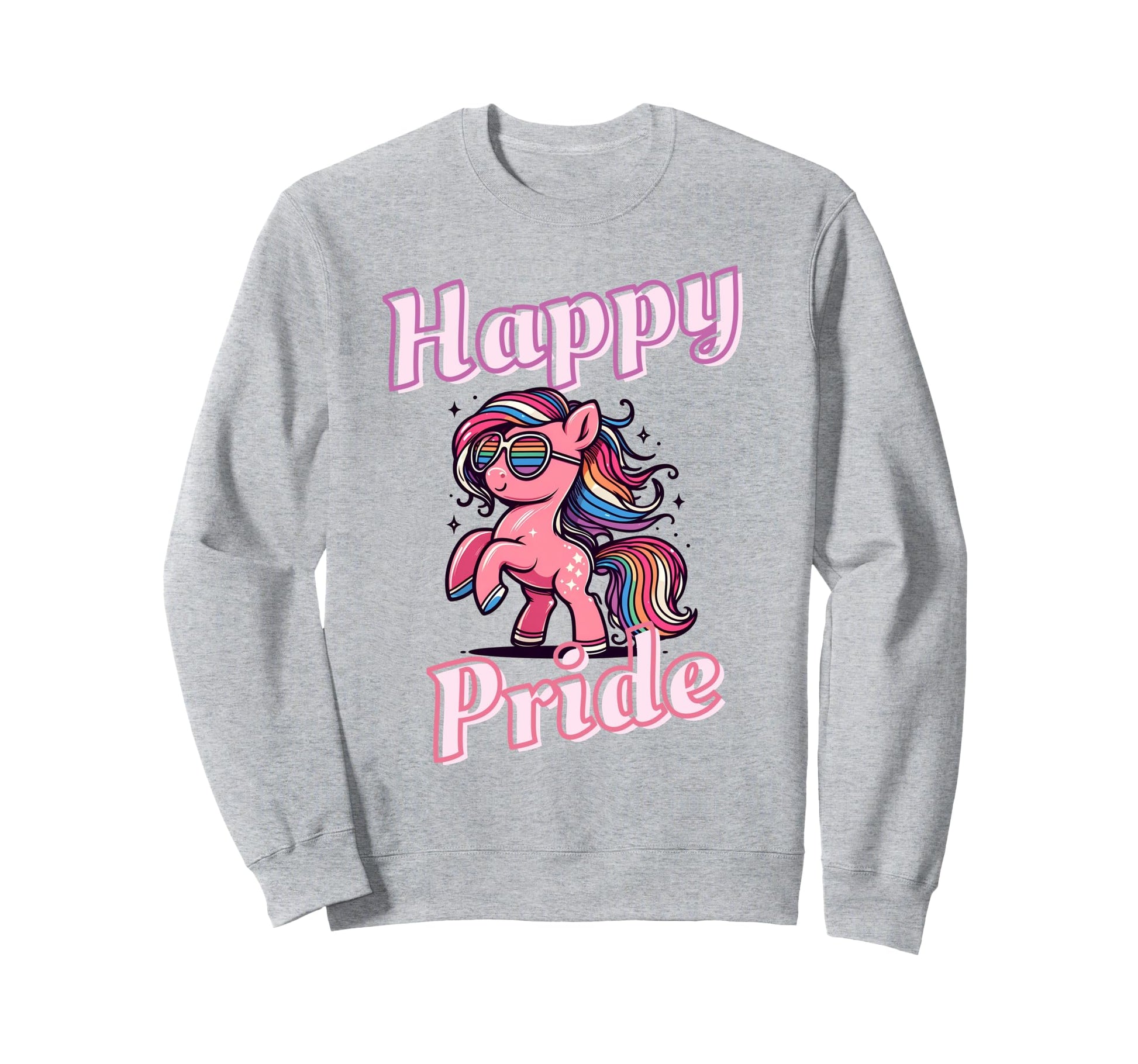 Happy Pride Month Rainbow Pony Sweatshirt - Unique Graphic for Adults - T-Shirt, Sweatshirt, Hoodie