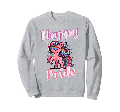 Happy Pride Month Rainbow Pony Sweatshirt - Unique Graphic for Adults - T-Shirt, Sweatshirt, Hoodie