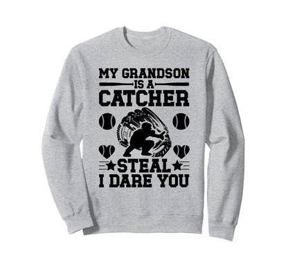 Grandson Is Baseball Catcher Grandma Sweatshirt - Custom Art Print Unisex - T-Shirt, Sweatshirt, Hoodie