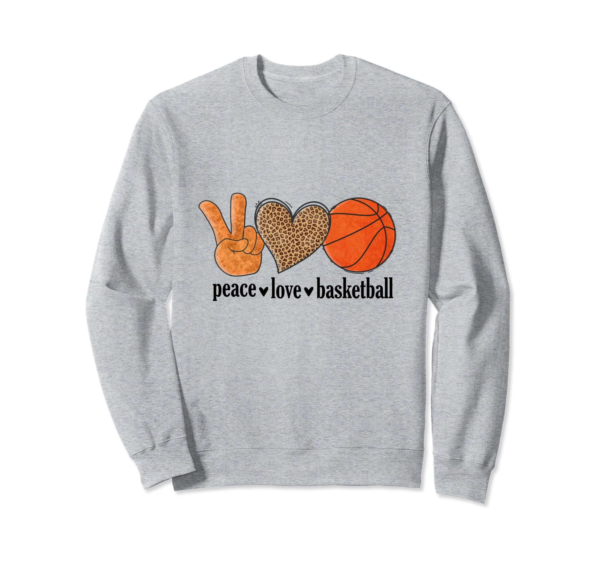 Peace Love Basketball Leopard Sweatshirt - Streetwear Style Men Women - T-Shirt, Sweatshirt, Hoodie