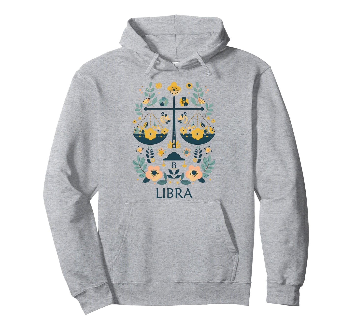 Libra Zodiac Sign Boho Floral Astrological Hoodie - Custom Art Print Unisex - T-Shirt, Sweatshirt, Hoodie