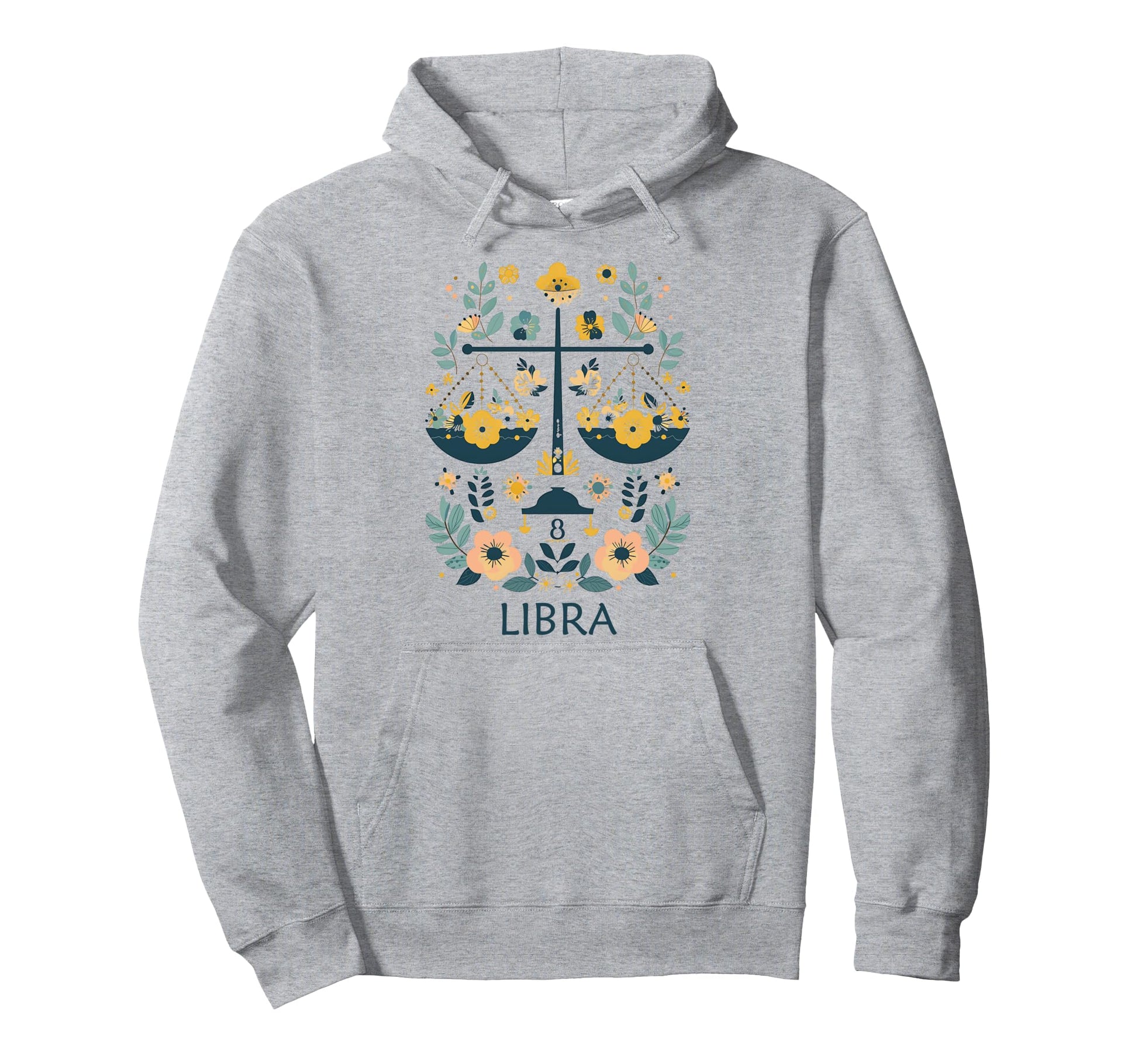 Libra Zodiac Sign Boho Floral Astrological Hoodie - Custom Art Print Unisex - T-Shirt, Sweatshirt, Hoodie