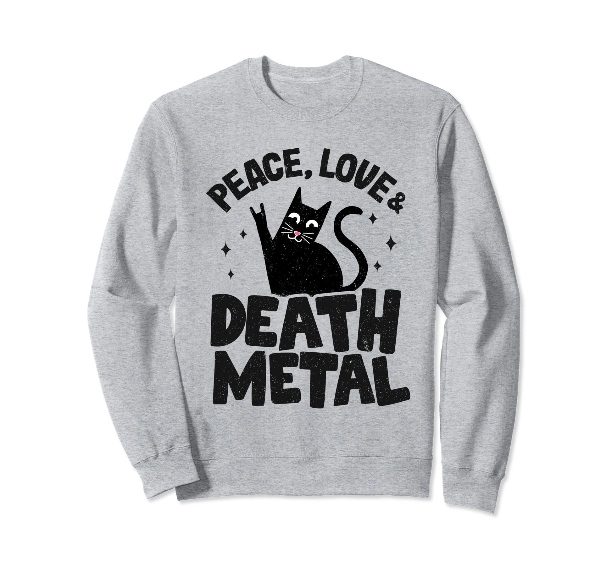 Peace Love Death Metal Satanic Cat Sweatshirt - Trendy Graphic for Adults - T-Shirt, Sweatshirt, Hoodie