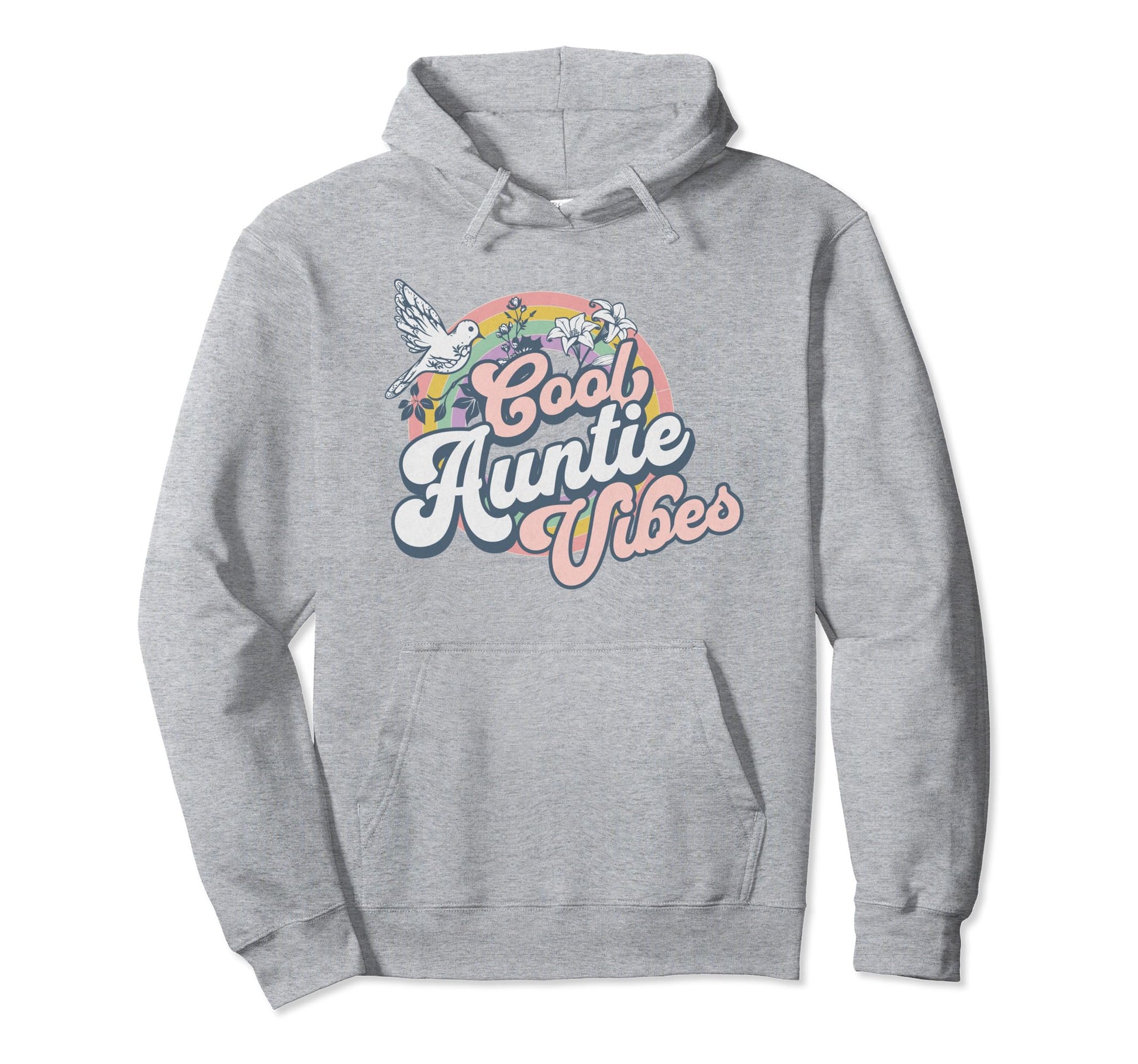 Auntie Vibes Trendy Groovy Aunt Pastel Hoodie - Novelty Apparel Men Women - T-Shirt, Sweatshirt, Hoodie