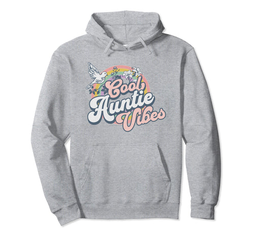 Auntie Vibes Trendy Groovy Aunt Pastel Hoodie - Novelty Apparel Men Women - T-Shirt, Sweatshirt, Hoodie