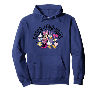 Minnie Daisy Peace Love Bows Hoodie - Minimalist Print Unisex - T-Shirt, Sweatshirt, Hoodie