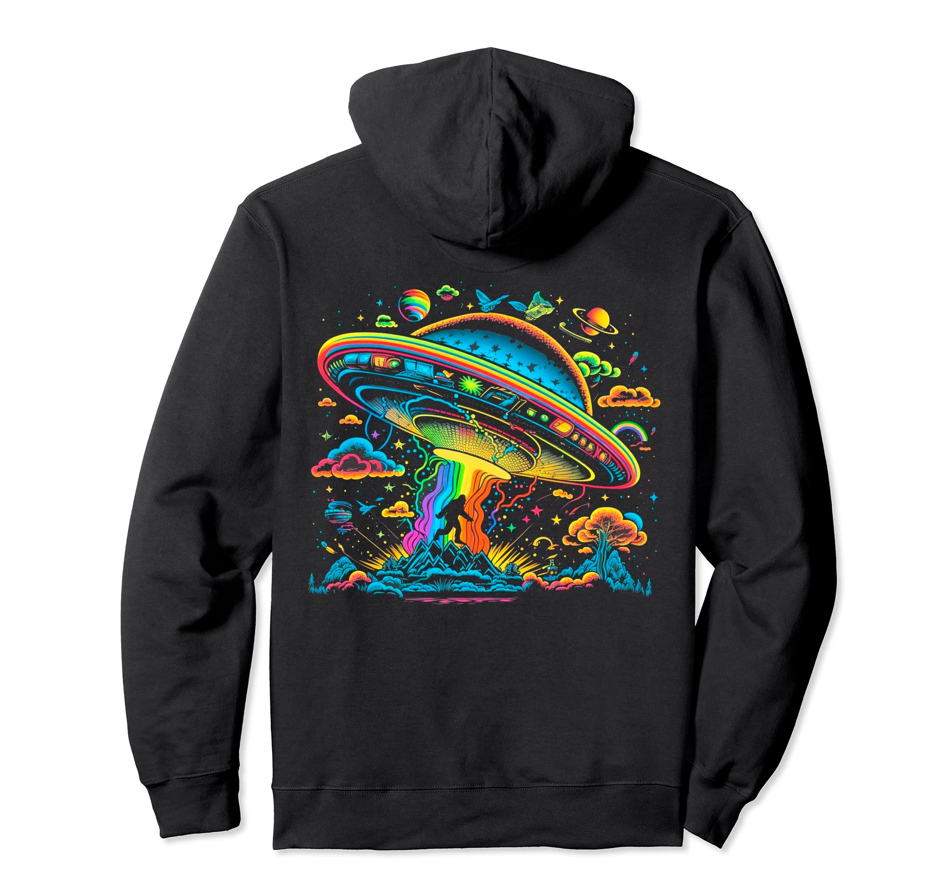 Ufo Funny Bigfoot Sasquatch 80S 70S Hoodie - Minimalist Print Men Women - T-Shirt, Sweatshirt, Hoodie