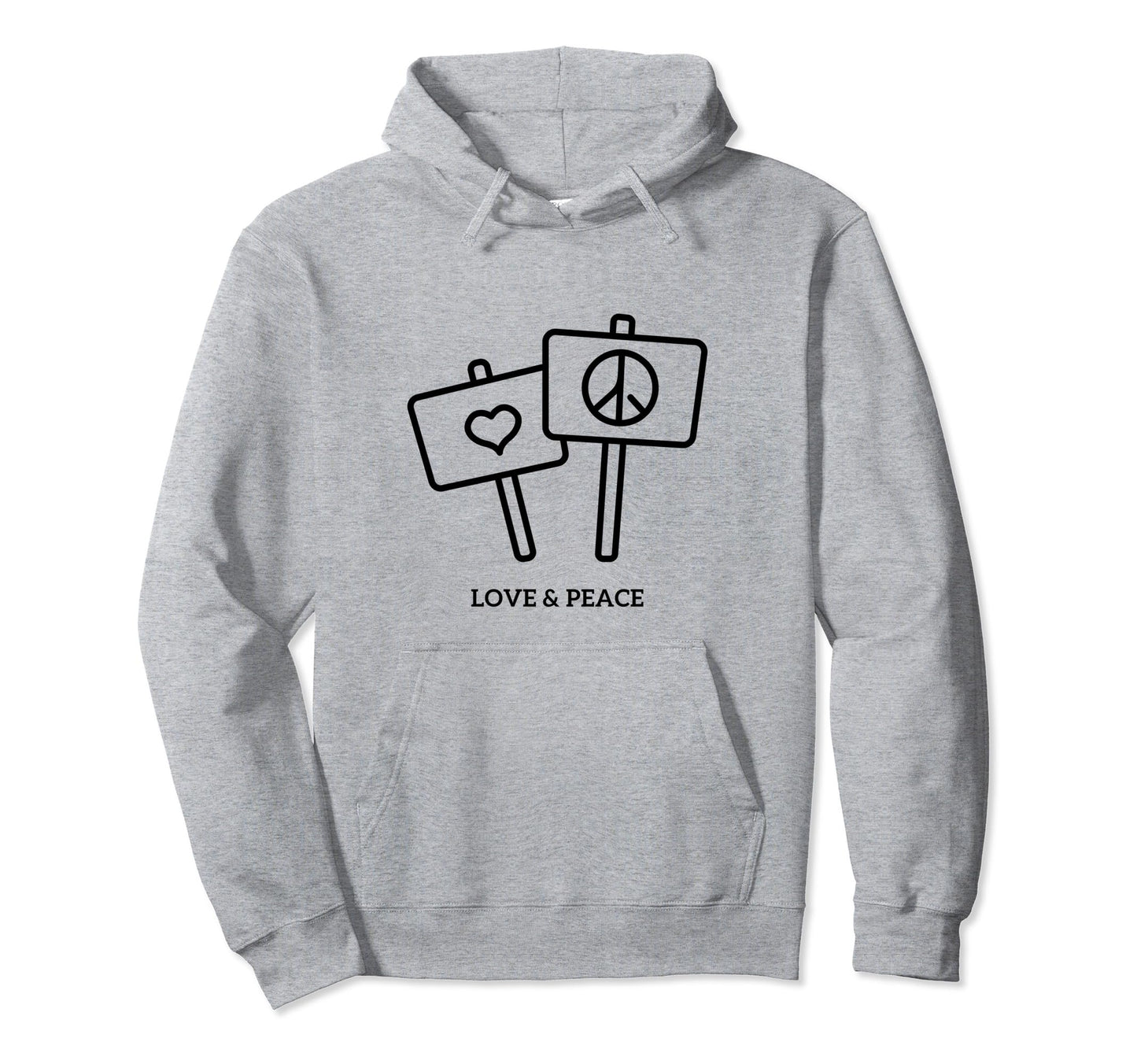 Love Peace Hoodie - Minimalist Print Men Women - T-Shirt, Sweatshirt, Hoodie