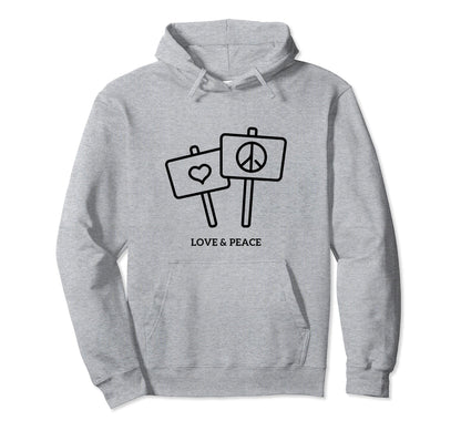 Love Peace Hoodie - Minimalist Print Men Women - T-Shirt, Sweatshirt, Hoodie