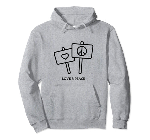 Love Peace Hoodie - Minimalist Print Men Women - T-Shirt, Sweatshirt, Hoodie