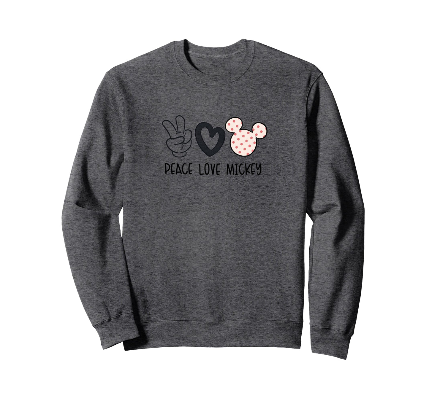 Peace Love And Mickey Mouse Sweatshirt - Graphic Print for Adults - T-Shirt, Sweatshirt, Hoodie