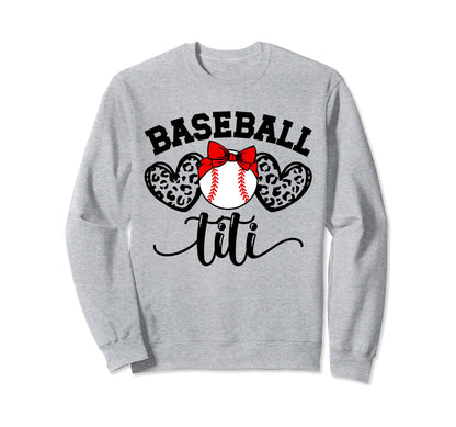 Baseball Titi Hearts Aunt Titi Sweatshirt - Trendy Graphic for Adults - T-Shirt, Sweatshirt, Hoodie