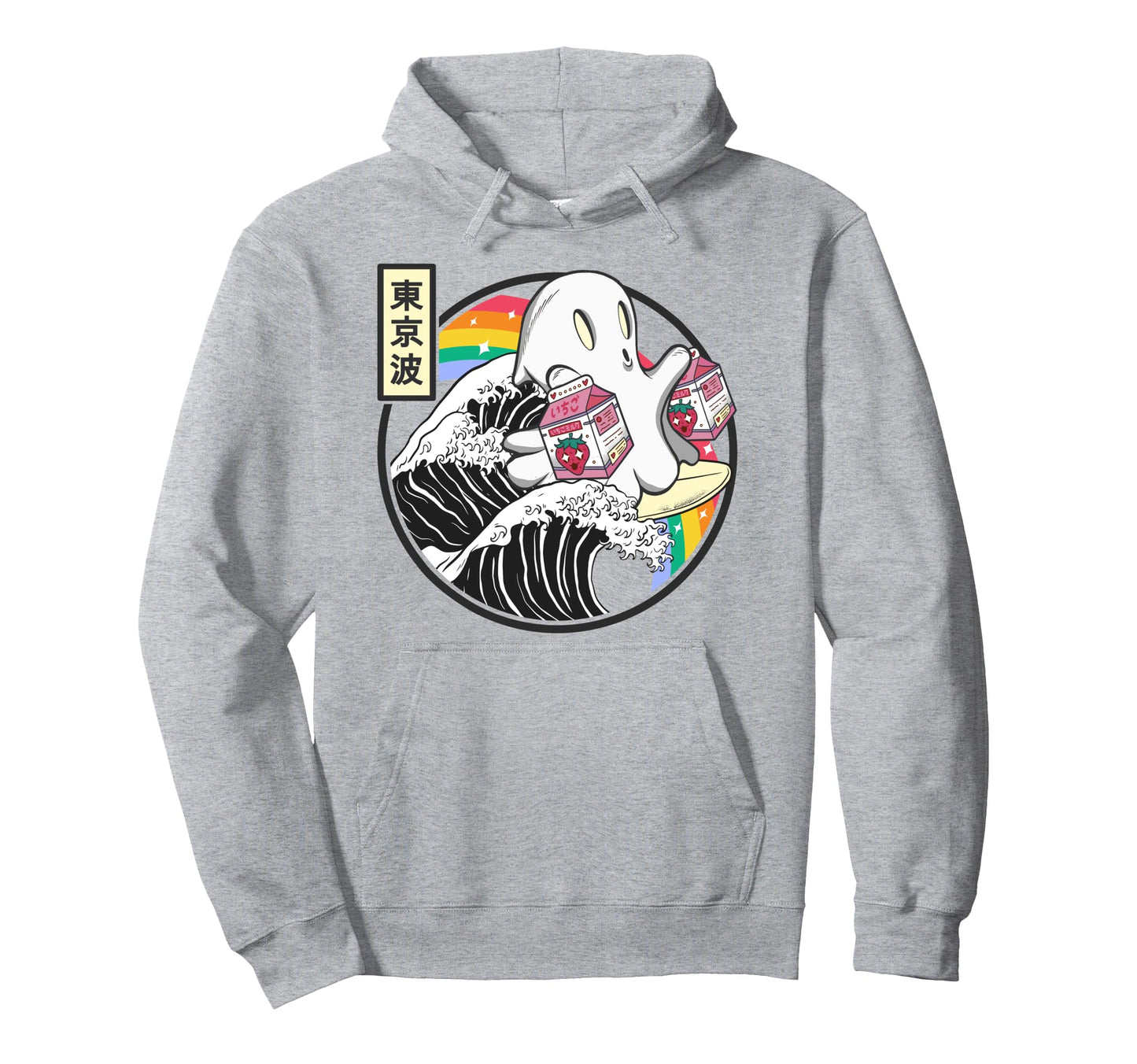 Ghost Strawberry Milk Great Wave Kawaii Hoodie - Novelty Apparel Men Women - T-Shirt, Sweatshirt, Hoodie