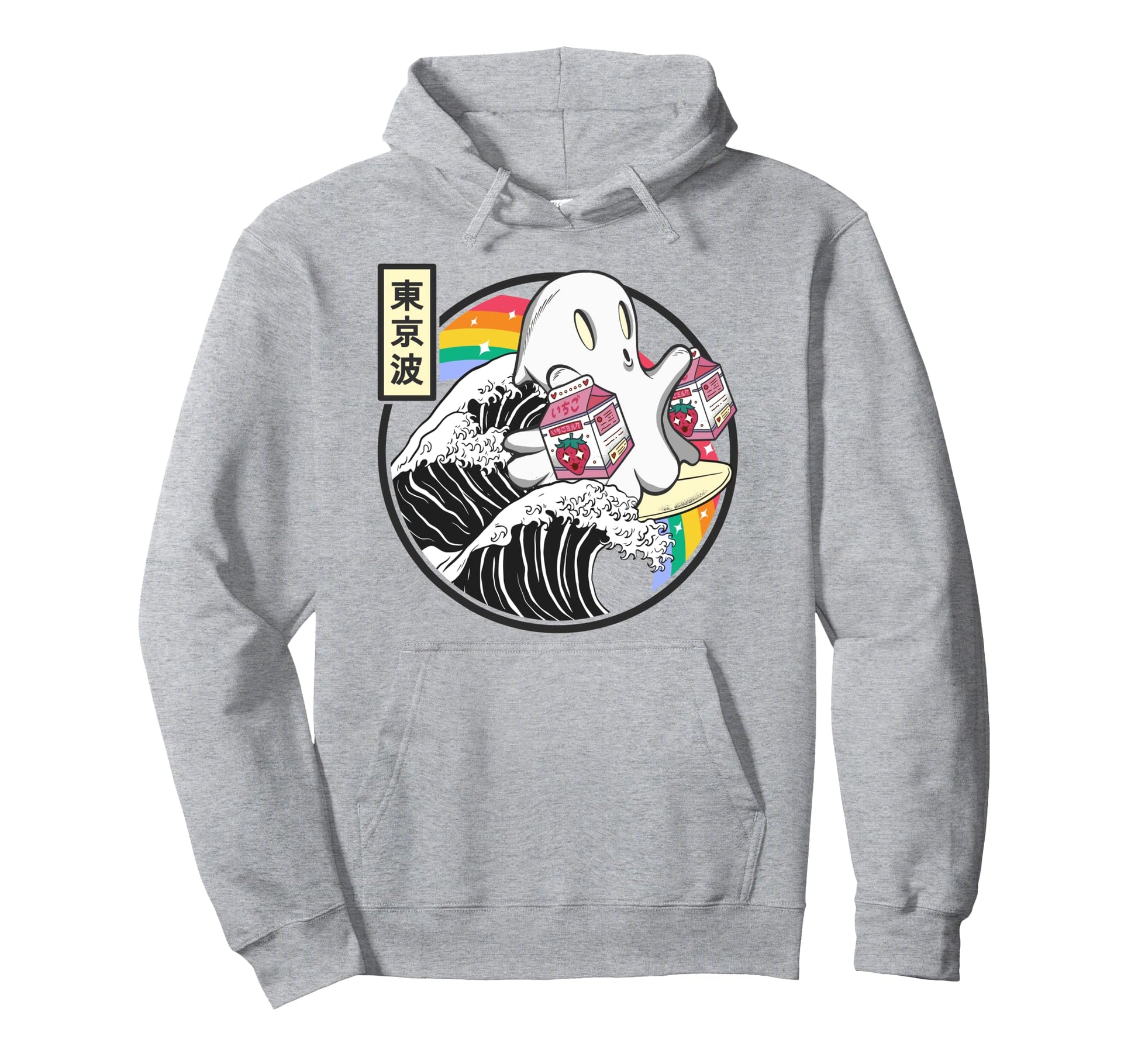Ghost Strawberry Milk Great Wave Kawaii Hoodie - Novelty Apparel Men Women - T-Shirt, Sweatshirt, Hoodie