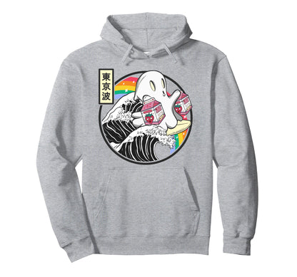 Ghost Strawberry Milk Great Wave Kawaii Hoodie - Novelty Apparel Men Women - T-Shirt, Sweatshirt, Hoodie