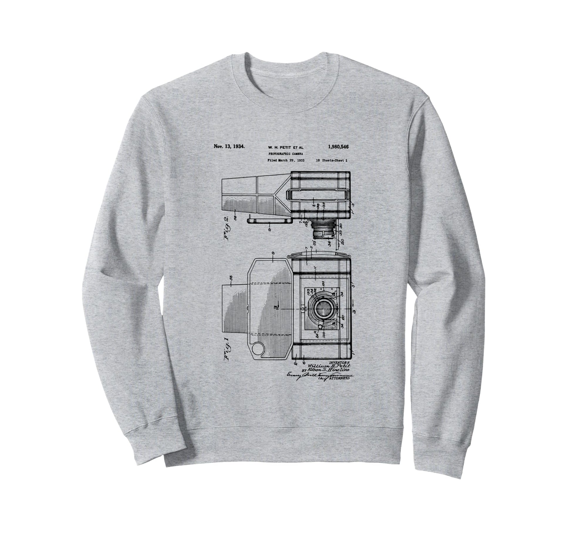 Camera Photographic Patent 1934 Sweatshirt - Casual Everyday Wear Unisex - T-Shirt, Sweatshirt, Hoodie