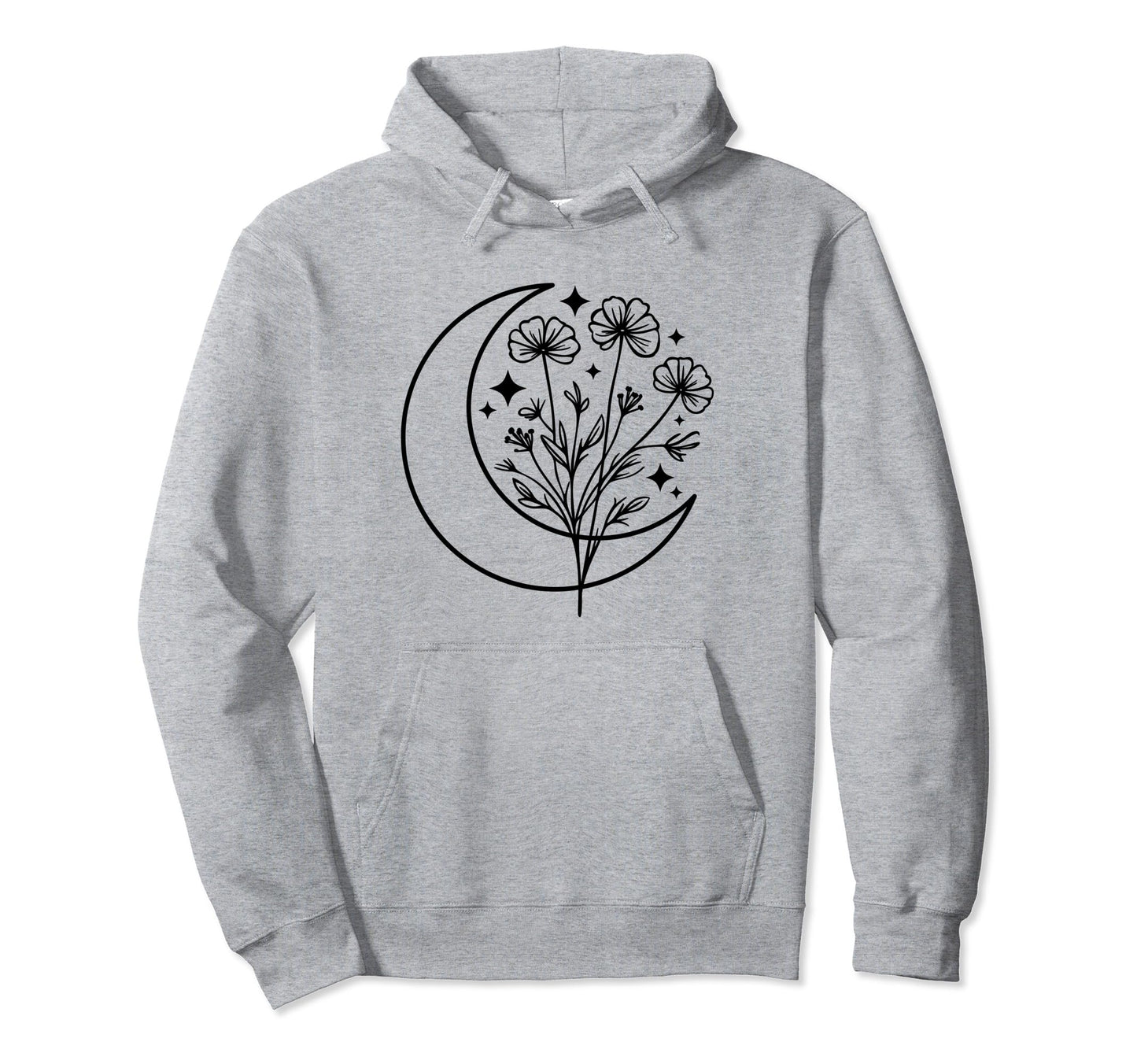 Wildflower Crescent Moon Floral Hoodie - Casual Everyday Wear for Adults - T-Shirt, Sweatshirt, Hoodie