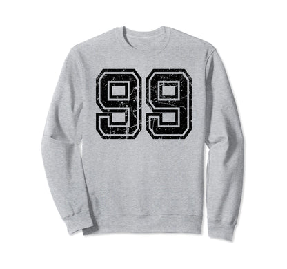 Number 99 Sports Jersey Varsity Lucky Sweatshirt - Novelty Apparel Unisex - T-Shirt, Sweatshirt, Hoodie