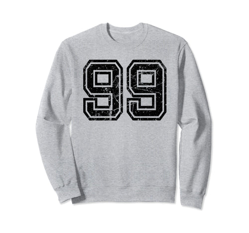 Number 99 Sports Jersey Varsity Lucky Sweatshirt - Novelty Apparel Unisex - T-Shirt, Sweatshirt, Hoodie