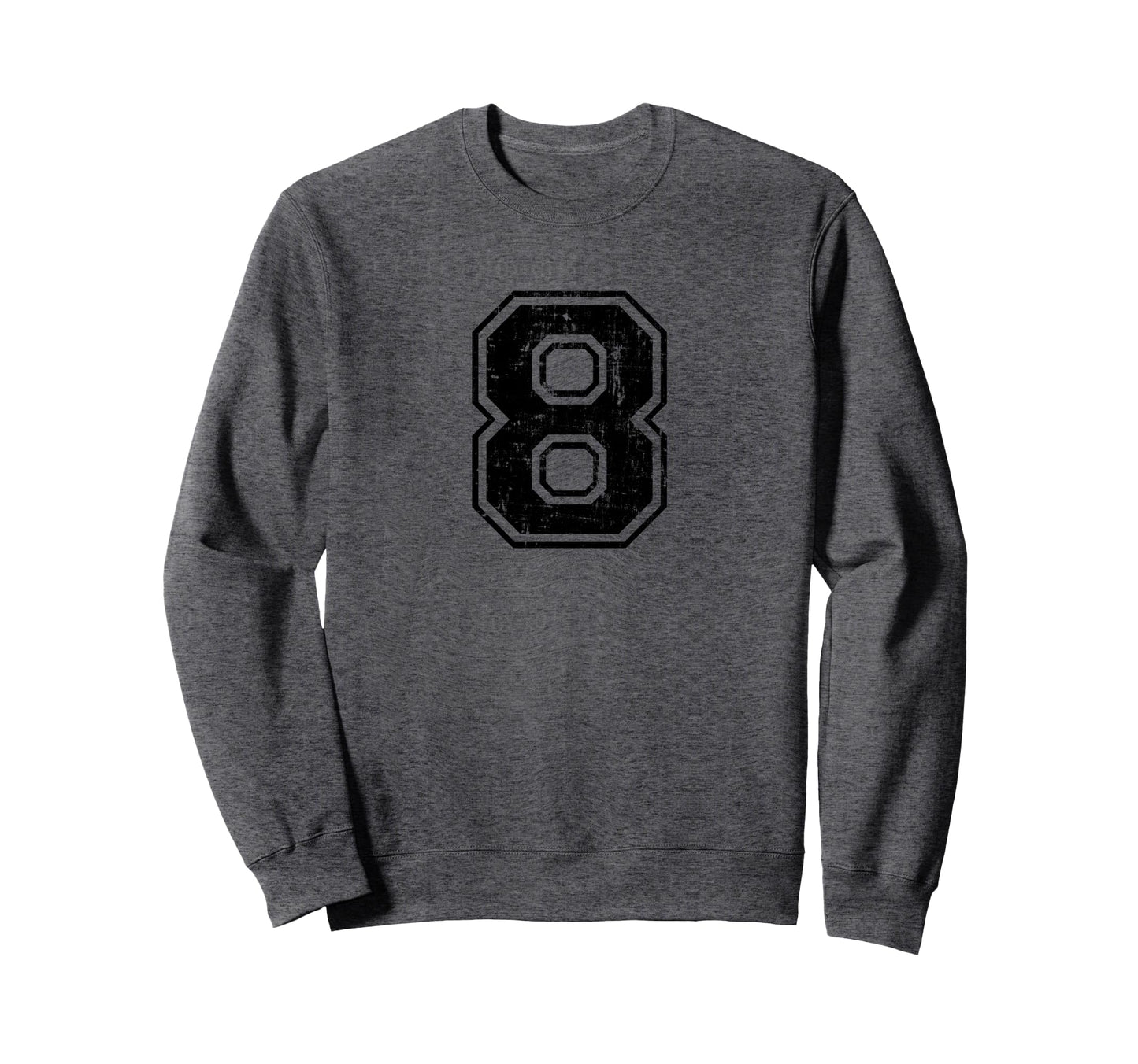 Number 8 Eight Varsity Distressed Sweatshirt - Graphic Print for Adults - T-Shirt, Sweatshirt, Hoodie