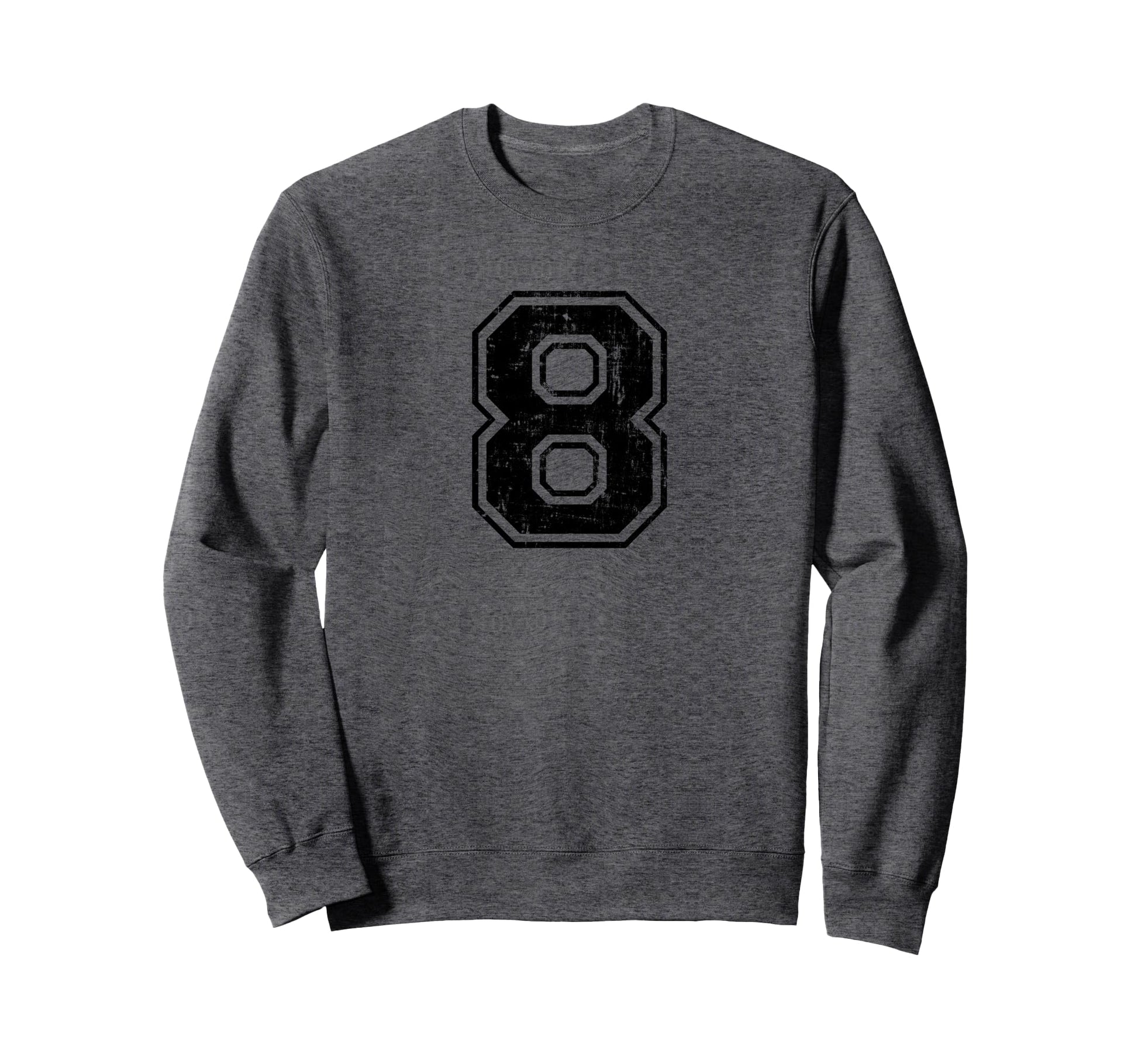 Number 8 Eight Varsity Distressed Sweatshirt - Graphic Print for Adults - T-Shirt, Sweatshirt, Hoodie