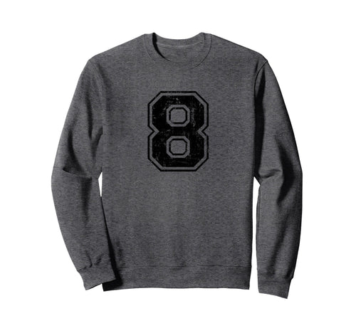 Number 8 Eight Varsity Distressed Sweatshirt - Graphic Print for Adults - T-Shirt, Sweatshirt, Hoodie